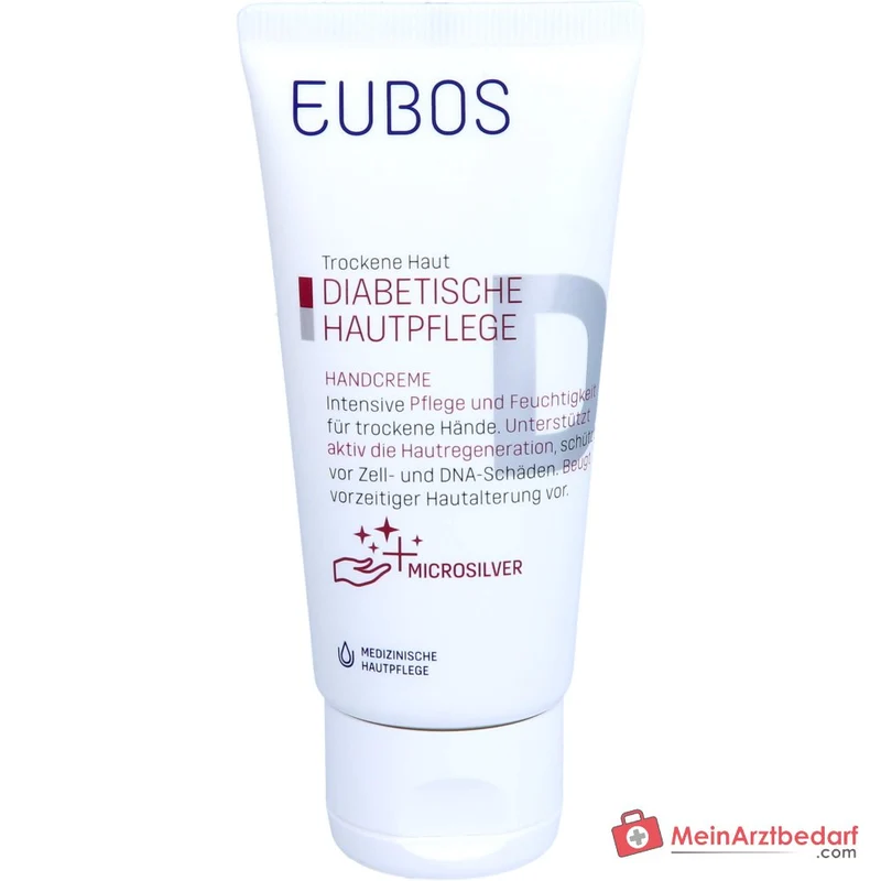 Eubos Diabetische Hautpflege Handcreme MicroSilver / Ectoin / Carnosin / Zink-PCA Creme, 50 ml