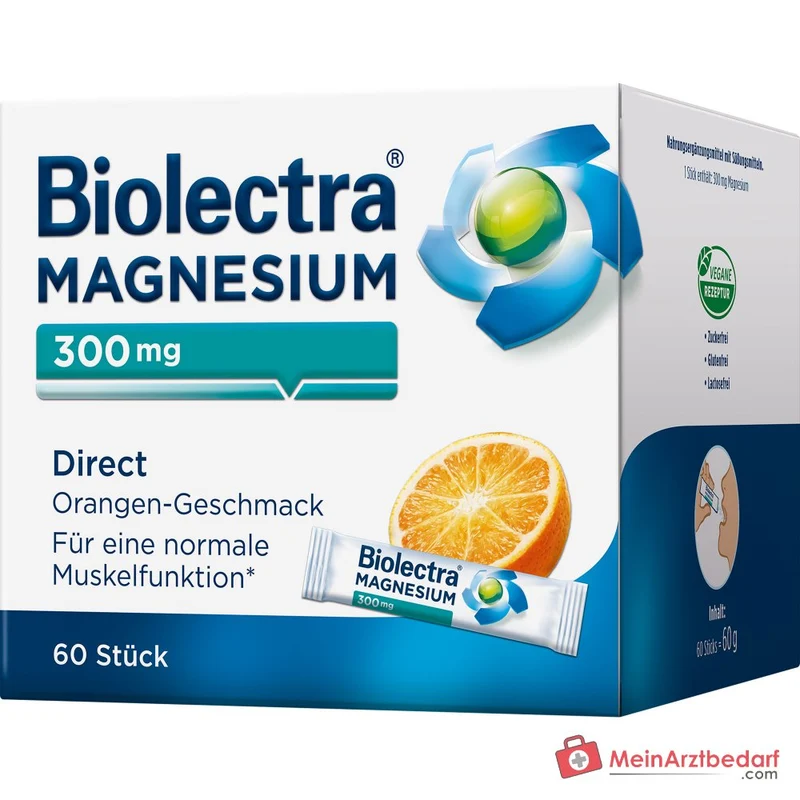 Biolectra Magnesium Direct Orange Magnesiumoxid Direktgranulat, 60 Sticks