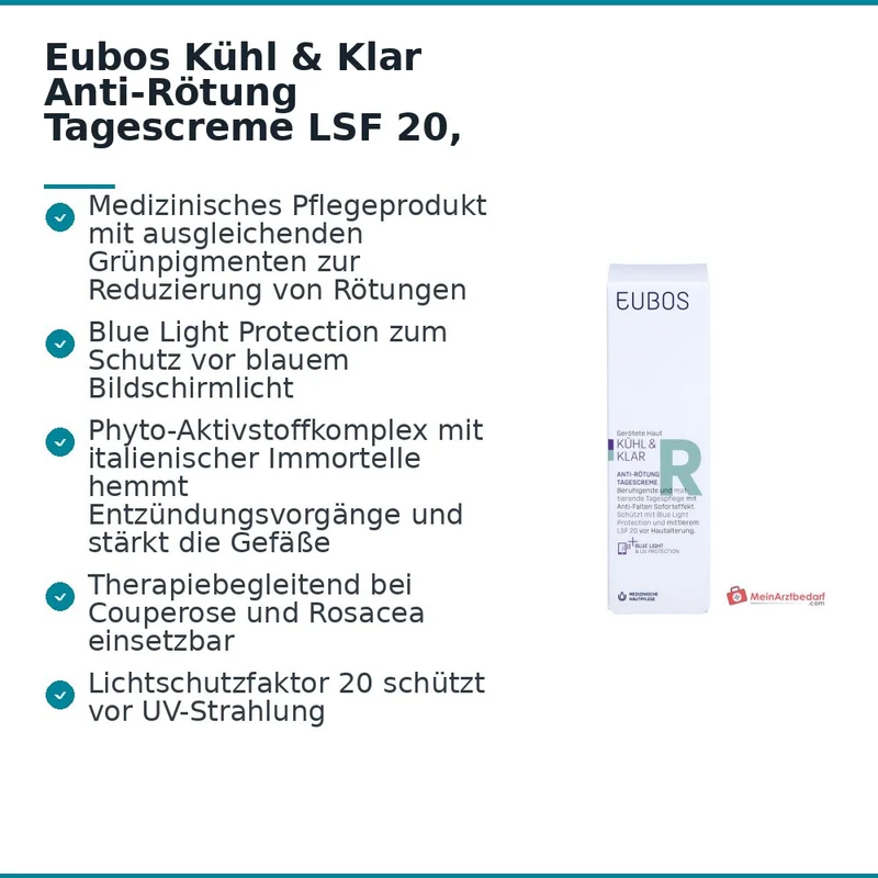 Eubos Kühl und Klar Antirötung Tagescreme LSF 20, 40 ml