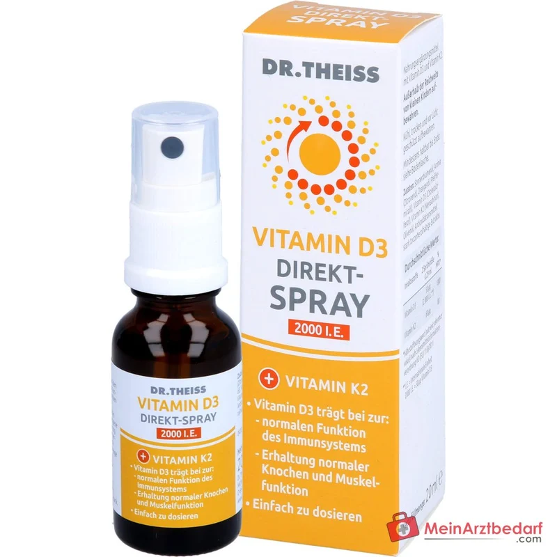 Dr. Theiss Vitamin D3 Direkt-Spray Cholecalciferol / Menachinon Mundspray, 20 ml