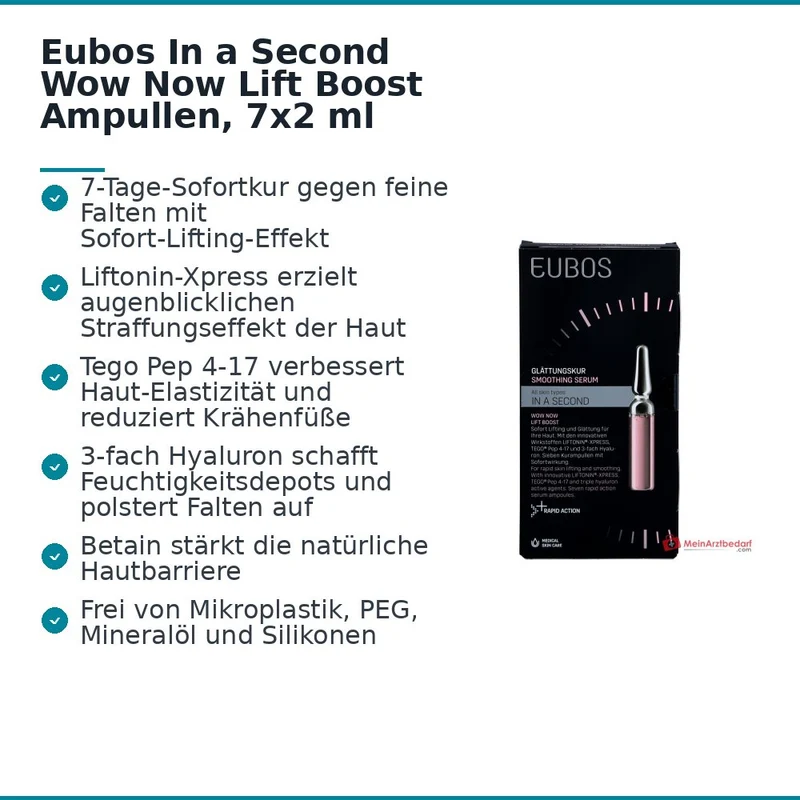 Eubos In a Second Wow Now Lift Boost Liftonin-Xpress / Tego Pep 4-17 / 3-fach Hyaluron Glättungskur Ampullen, 7x2 ml