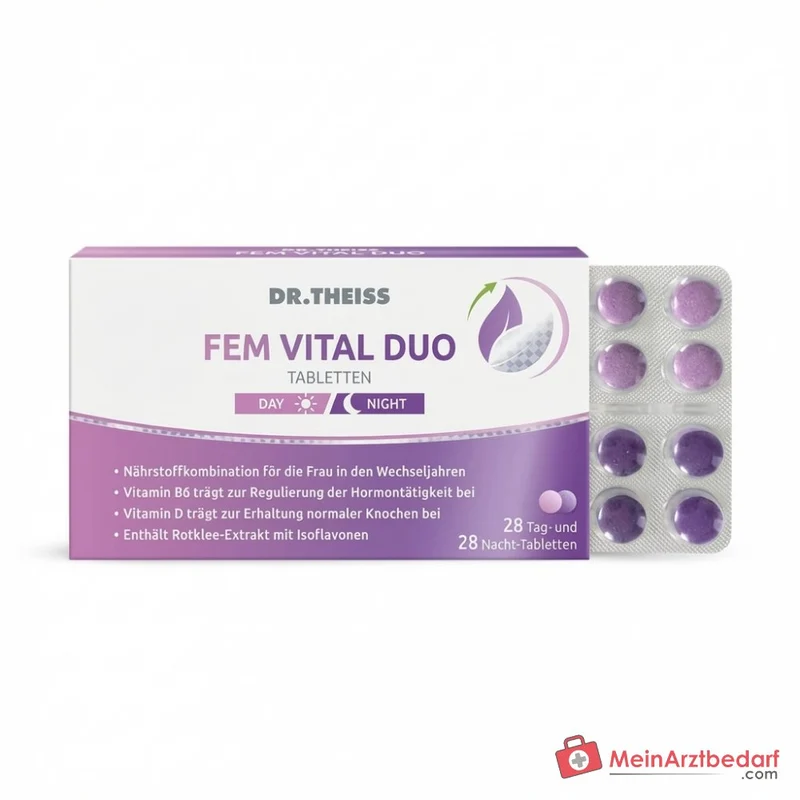 Dr. Theiss Fem Vital Duo Vitamin B6 / Vitamin C / Vitamin D / Vitamin E / Chrom / Magnesium / Zink Tabletten, 56 St.