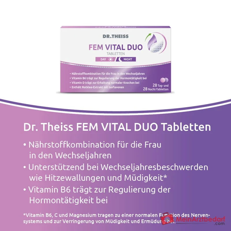 Dr. Theiss Fem Vital Duo Vitamin B6 / Vitamin C / Vitamin D / Vitamin E / Chrom / Magnesium / Zink Tabletten, 56 St.