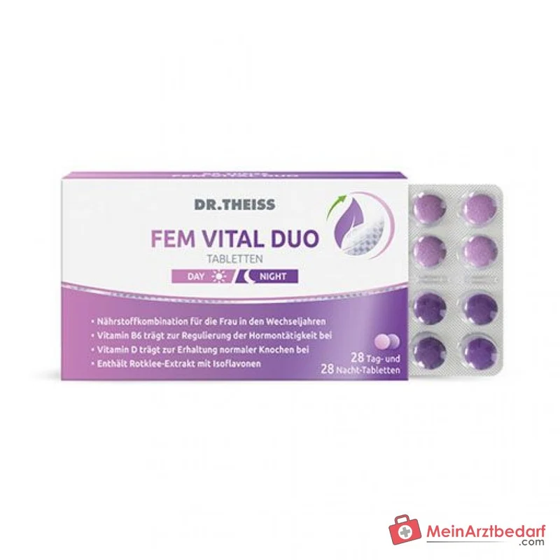 Dr. Theiss Fem Vital Duo Vitamin B6 / Vitamin C / Vitamin D / Vitamin E / Chrom / Magnesium / Zink Tabletten, 56 St.