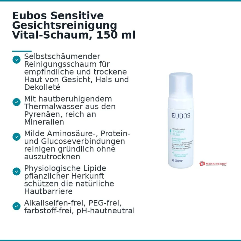 Eubos Sensitive Gesichtsreinigung Vital-Schaum mit Thermalwasser Schaum, 150 ml
