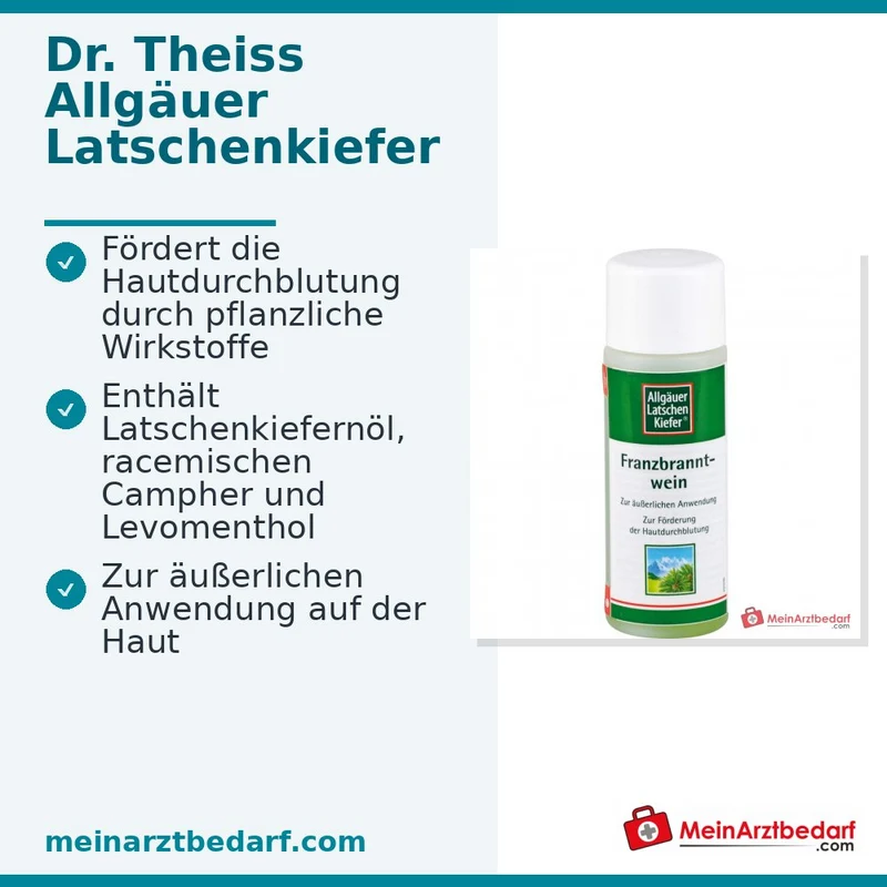 Dr. Theiss Allgäuer Latschenkiefer Franzbranntwein Latschenkiefernöl / Campher / Levomenthol Lösung, 100 ml