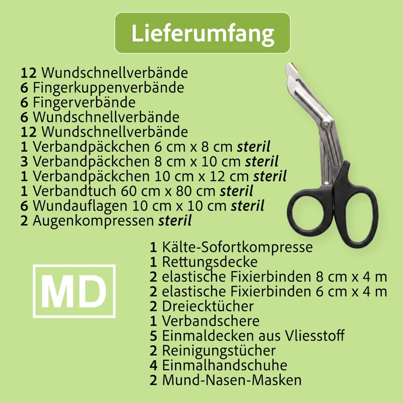 Leina-Werke Verbandkasten klein, orange, gefüllt mit DIN 13157, inkl. Wandhalterung