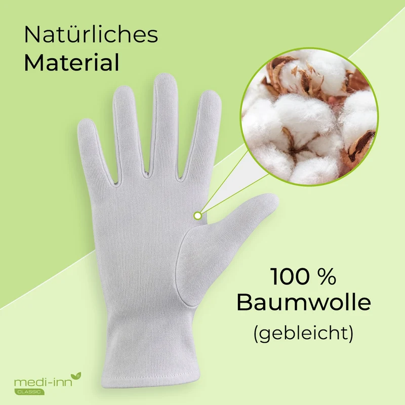 Medi-Inn Baumwollhandschuhe Trikot, reinweiß, atmungsaktiv, 100 % Baumwolle