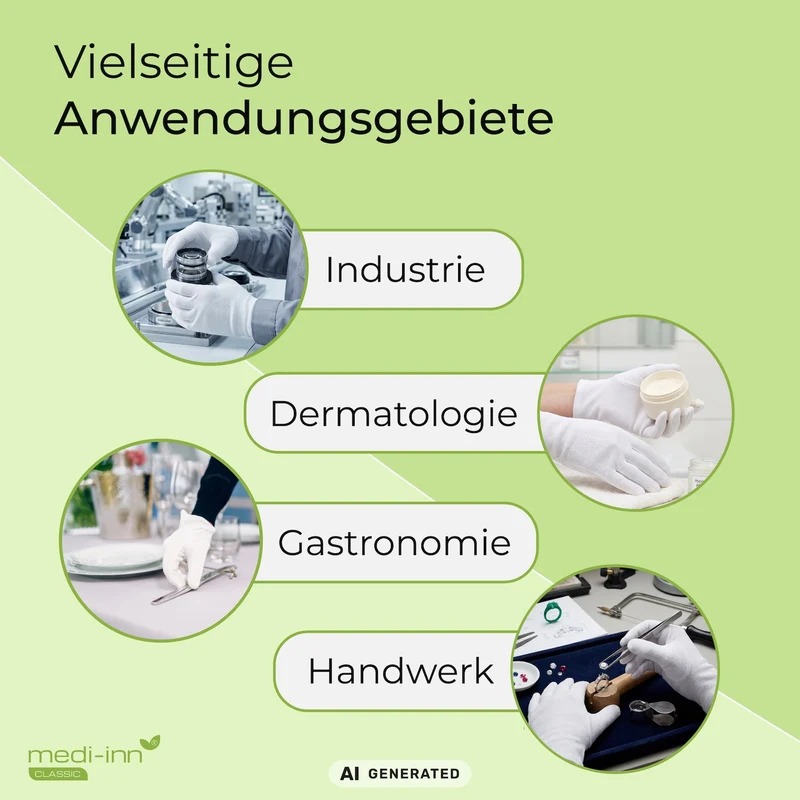 Medi-Inn Baumwollhandschuhe Trikot, reinweiß, atmungsaktiv, 100 % Baumwolle