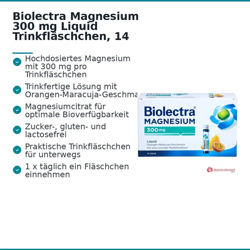Biolectra Magnesium 300 mg Magnesiumcitrat Liquid Trinkfläschchen, 14 St.
