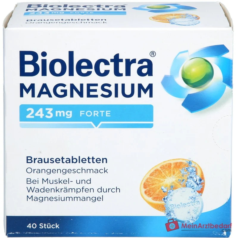 Biolectra Magnesium Magnesiumoxid Brausetabletten Orangengeschmack 243 mg, 40 St.
