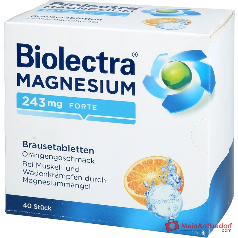 Biolectra Magnesium Magnesiumoxid Brausetabletten Orangengeschmack 243 mg, 40 St.