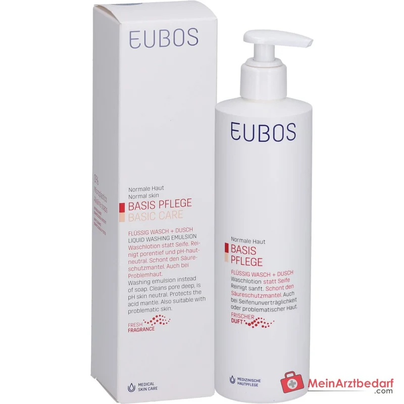 Eubos Flüssig Wasch+Dusch Rot Frischeduft mit Dosierspender, 400 ml