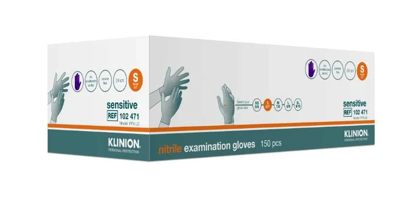 Klinion Nitrile Sensitive handschoenen - paars - Small - 150 stuks