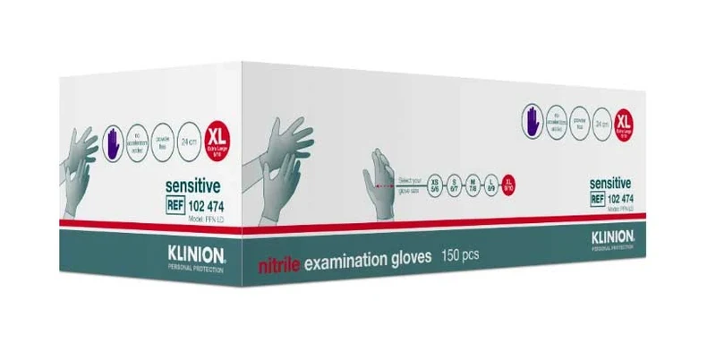 Klinion Nitrile Sensitive handschoenen - paars - Extra Large - 150 stuks