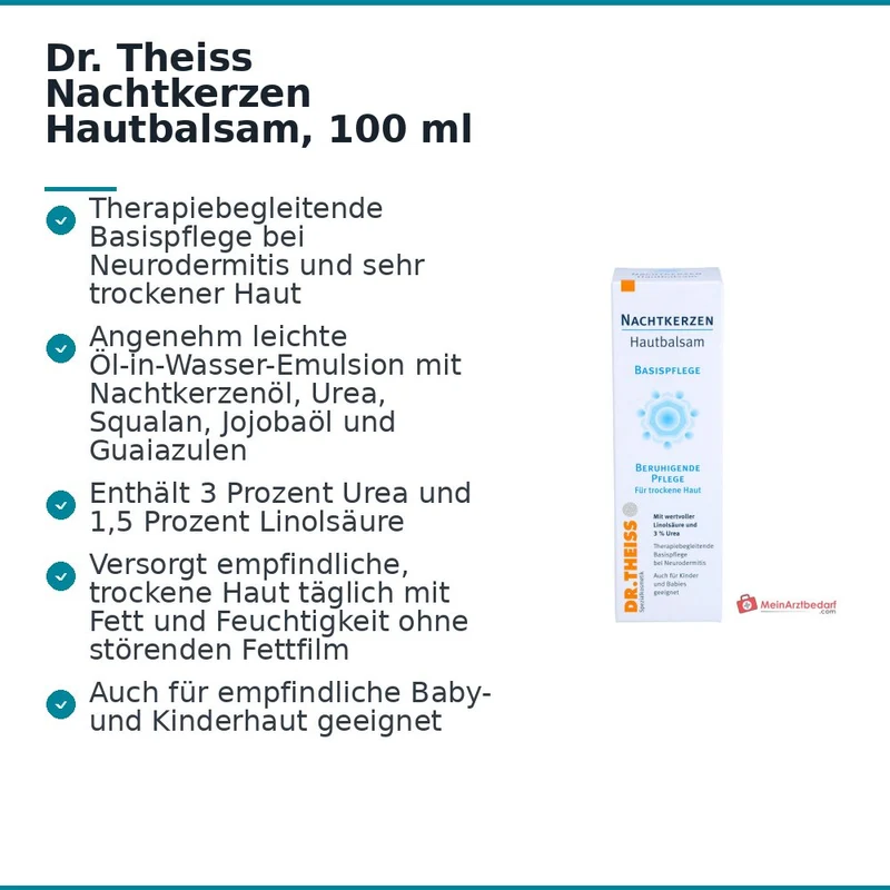Dr. Theiss Nachtkerzen Hautbalsam Nachtkerzenöl / Urea / Squalan / Jojobaöl / Guaiazulen Creme, 100 ml