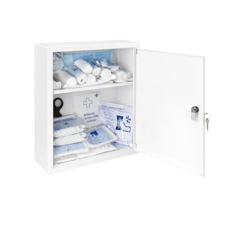 FAP Verbandschrank A, Metall, 2 Fächer, weiß, inkl. Schloss