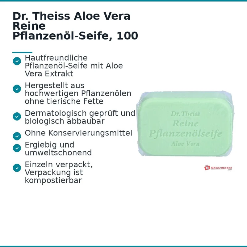 Dr. Theiss Aloe Vera Reine Pflanzenöl-Seife, 100 g