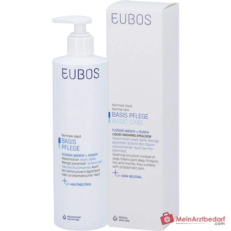 Eubos Basis Pflege Flüssig Wasch + Dusch Waschlotion mit Dosierspender, 400 ml