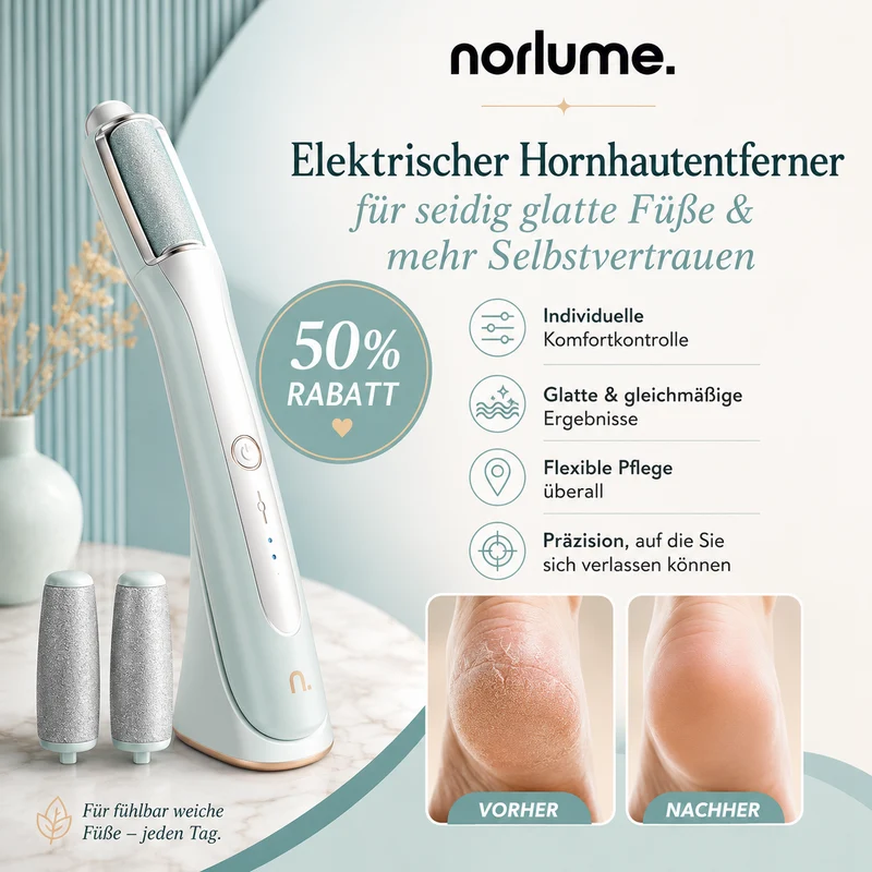 Elektrischer Hornhautentferner mit LED - Kabellos für Fußpflege