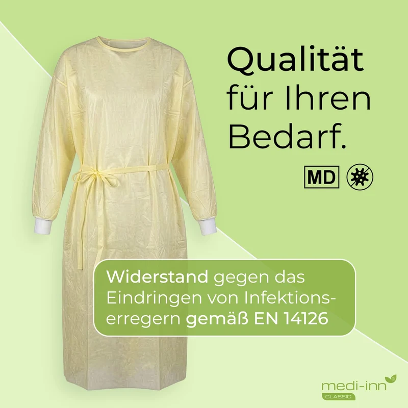 Medi-Inn Infektionsschutzkittel SELECT, PP, gelb, 139 x 139 cm, mit PE-Teil-Laminierung