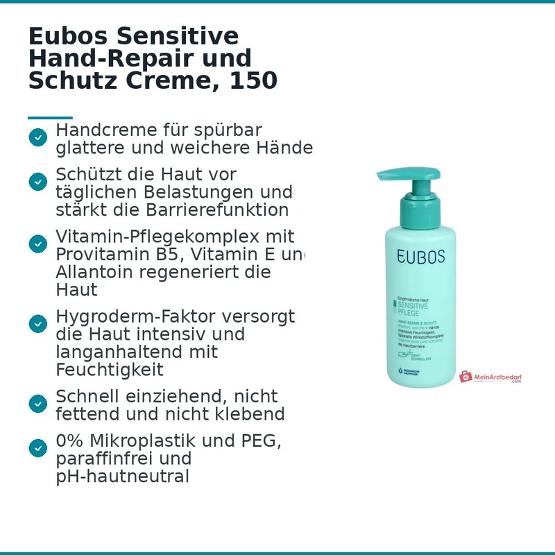 Eubos Sensitive Hand-Repair und Schutz Handcreme, 150 ml