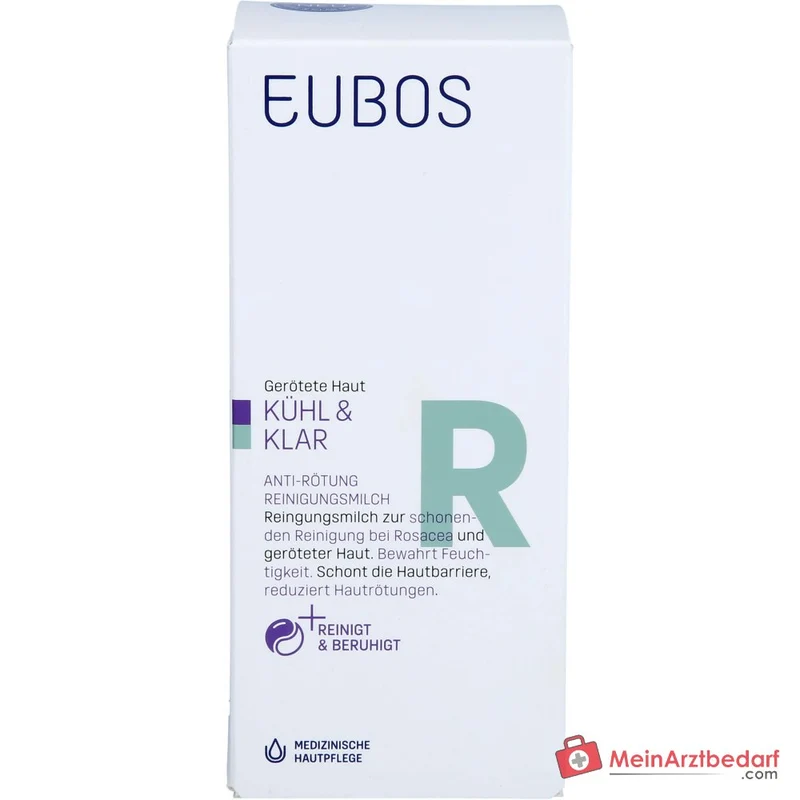 Eubos Kühl und Klar Anti-Rötung Reinigungsmilch Bisabolol / Jojobaöl / Hagebuttenkernöl / Pflaumenkernöl / Italienische Immortelle Reinigungsmilch, 150 ml