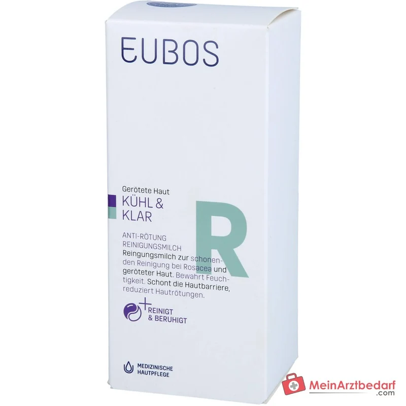Eubos Kühl und Klar Anti-Rötung Reinigungsmilch Bisabolol / Jojobaöl / Hagebuttenkernöl / Pflaumenkernöl / Italienische Immortelle Reinigungsmilch, 150 ml