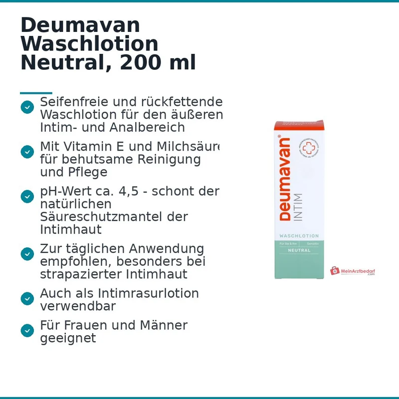 Deumavan Waschlotion Neutral Vitamin E / Milchsäure Intimwaschlotion, 200 ml