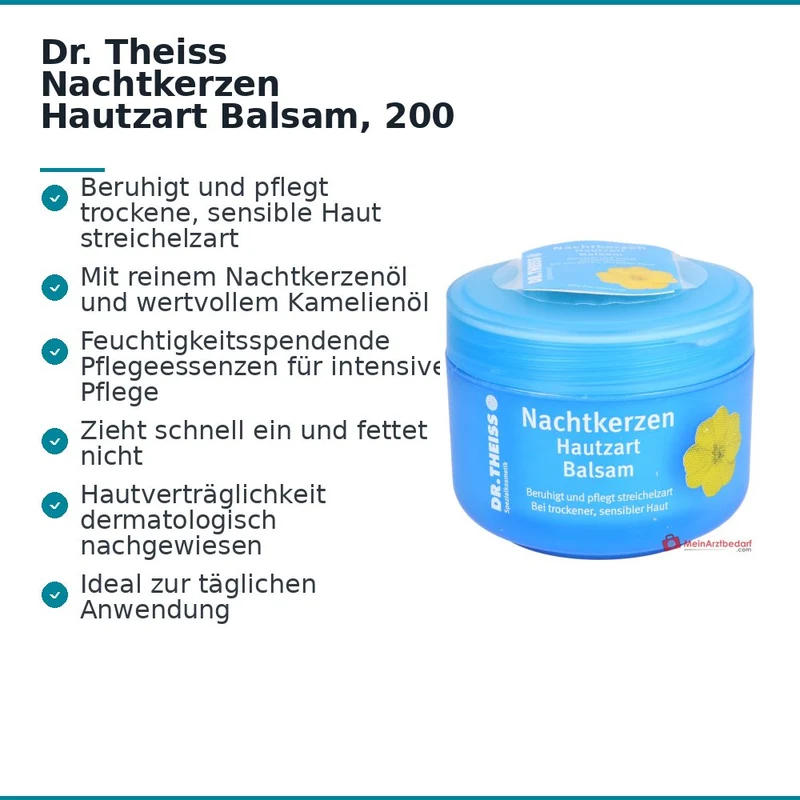 Dr. Theiss Nachtkerzen Hautzart Balsam Nachtkerzenöl / Kamelienöl / Vitamin E Creme, 200 ml