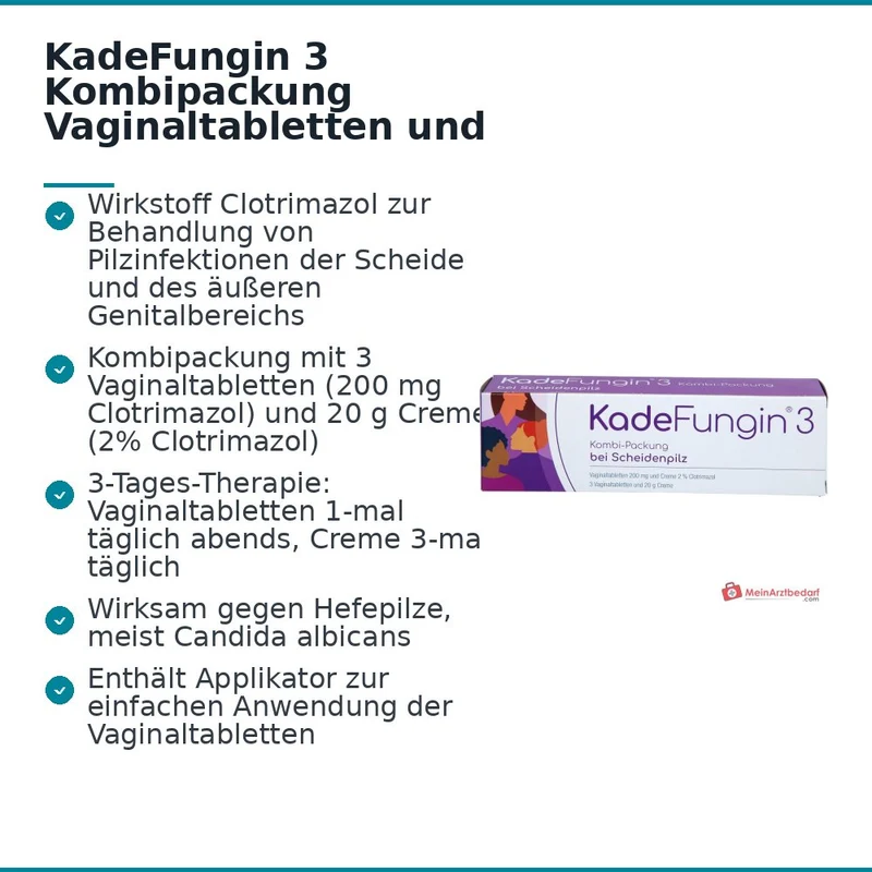 KadeFungin 3 Clotrimazol Vaginaltabletten 200 mg und Creme 2%, Kombipackung