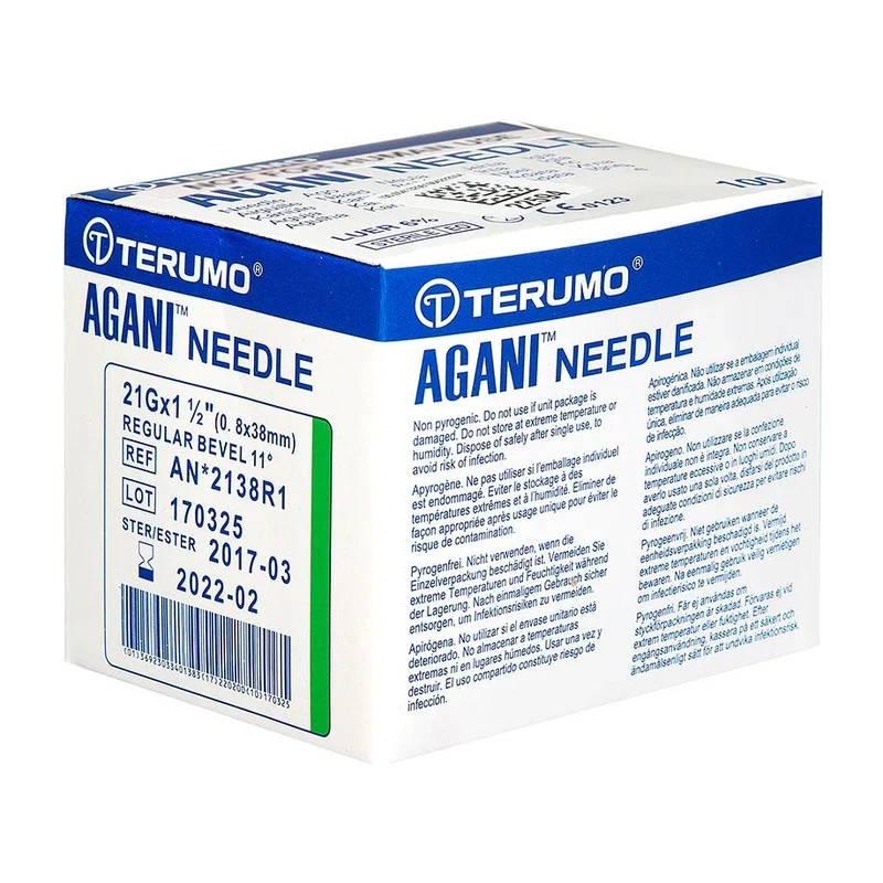 Terumo Agani injectienaalden 21 G, 38 x 0,80 mm Groen 100 stuks