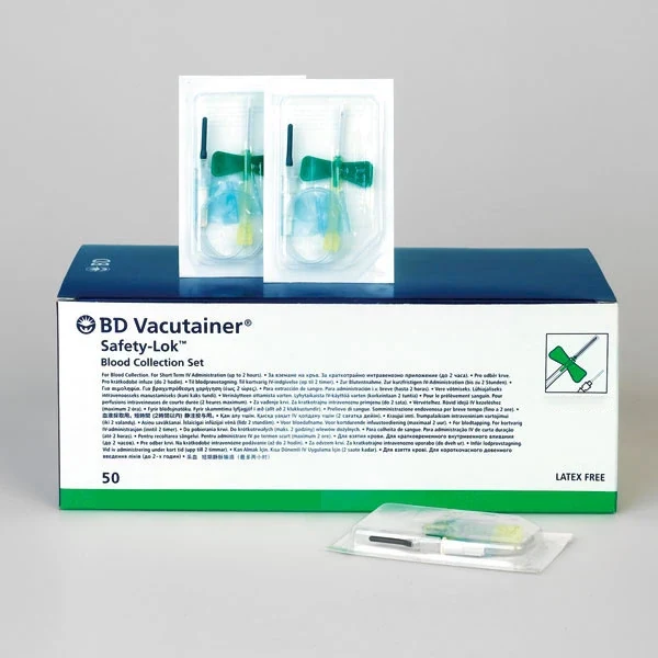 BD vacutainer Safety-Lok vleugelnaald (367282) 21G 0,8 x 19 mm groen 18 cm tube luer adapter
