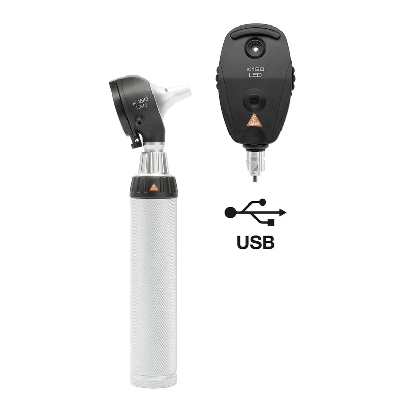 HEINE K180 set 3,5 Volt, K180 LED F.O. Otoscoop, K180 LED Ophthalmoscoop, BETA4 USB Handvat