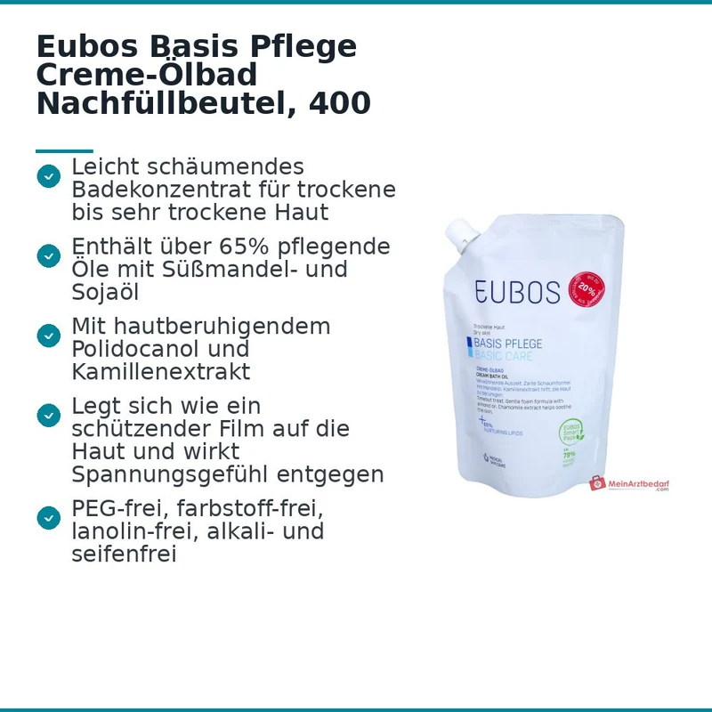 Eubos Basis Pflege Creme-Ölbad Süßmandelöl / Sojaöl / Polidocanol / Kamillenextrakt Bad, 400 ml
