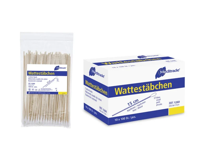 Meditrade wattenstaafjes 15 cm klein, 100 stuks, niet steriel