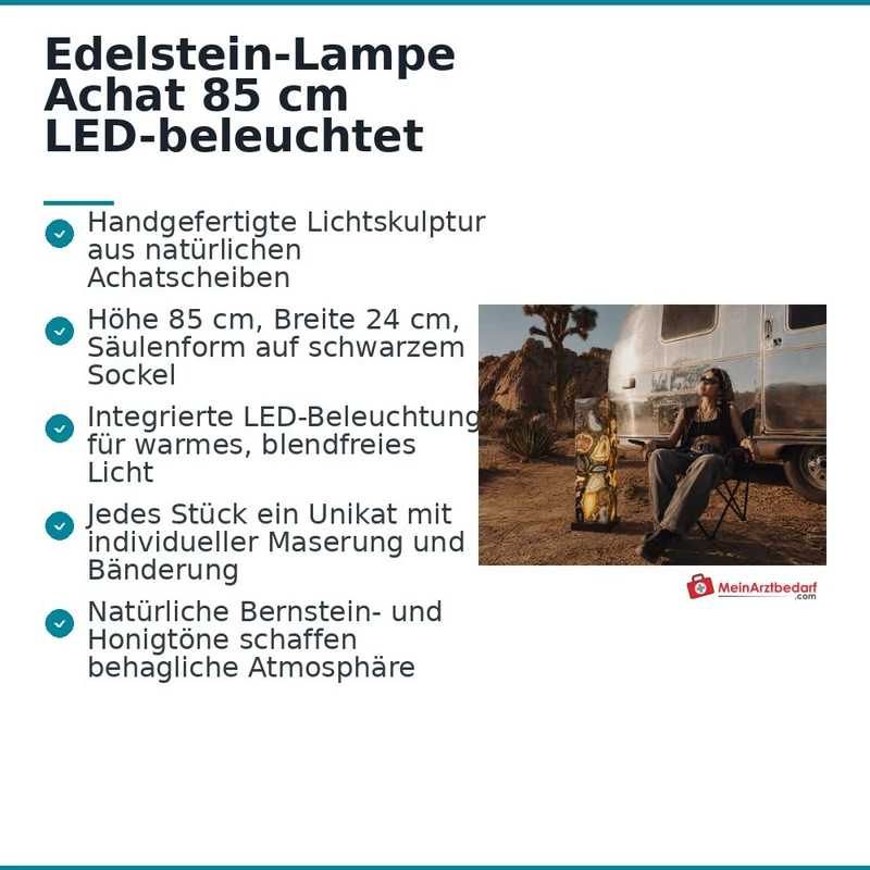 Edelstein-Lampe Achat 85 cm LED-beleuchtet Unikat