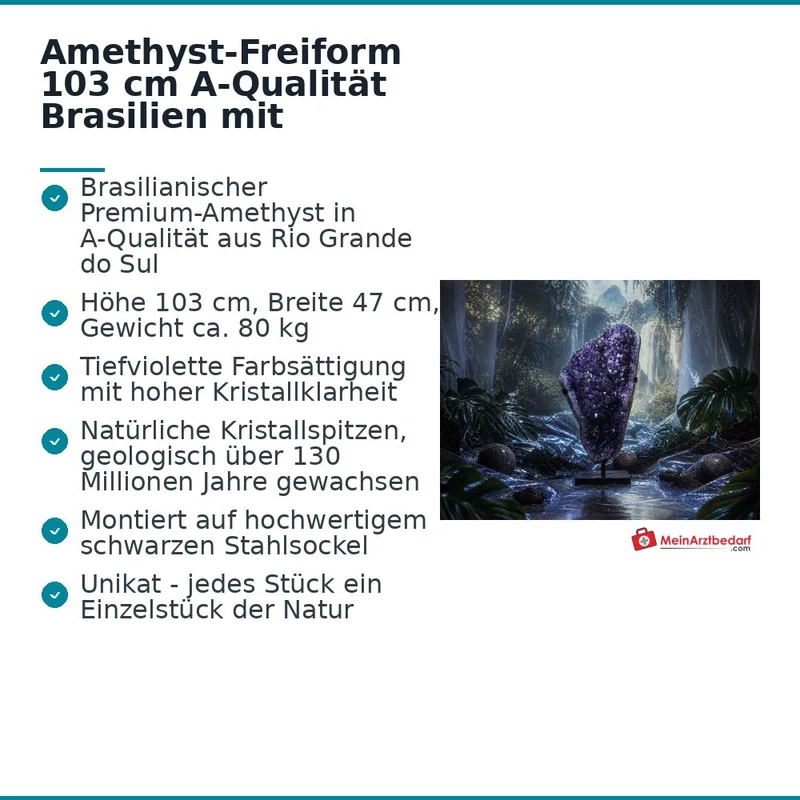 Amethyst-Freiform 103 cm A-Qualität Brasilien mit Stahlsockel Unikat