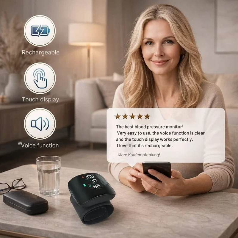 Cendura | Digitales Handgelenk-Blutdruckmessgerät mit Sprachausgabe