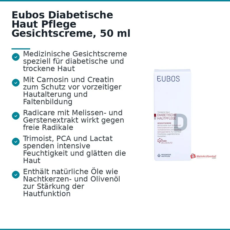 Eubos Diabetische Haut Pflege Gesichtscreme Creme, 50 ml