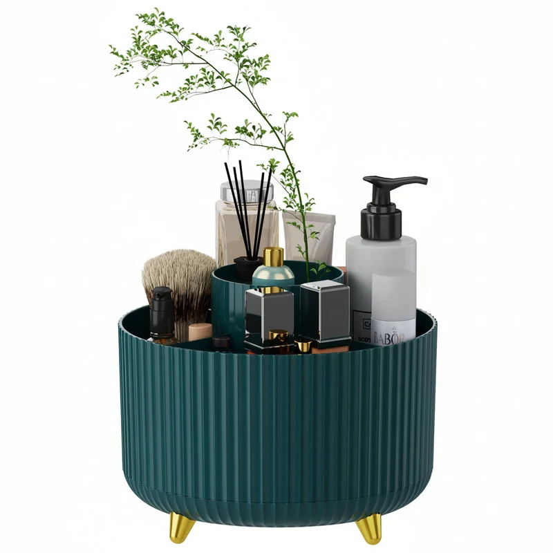 ELEGANZA - Plastischer 360° drehbarer Makeup-Organizer mit 5 Fächern