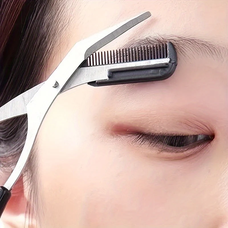 SHARPMATE - Edelstahl Augenbrauenschneider mit Mini-Kamm-Trimmer