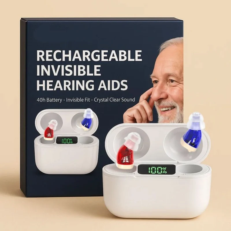 AURACLAR - Unsichtbare In-Ear-Hörgeräte mit wiederaufladbarem Design und kristallklarem Klang für diskrete, alltägliche Hörverbesserung