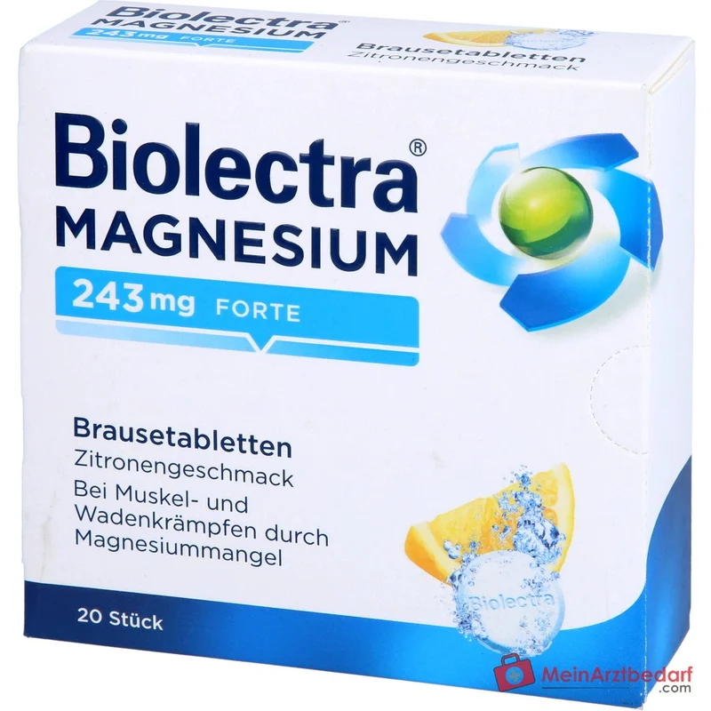 Biolectra Magnesium 243 mg forte Magnesiumoxid Brausetabletten Zitronengeschmack, 20 St.