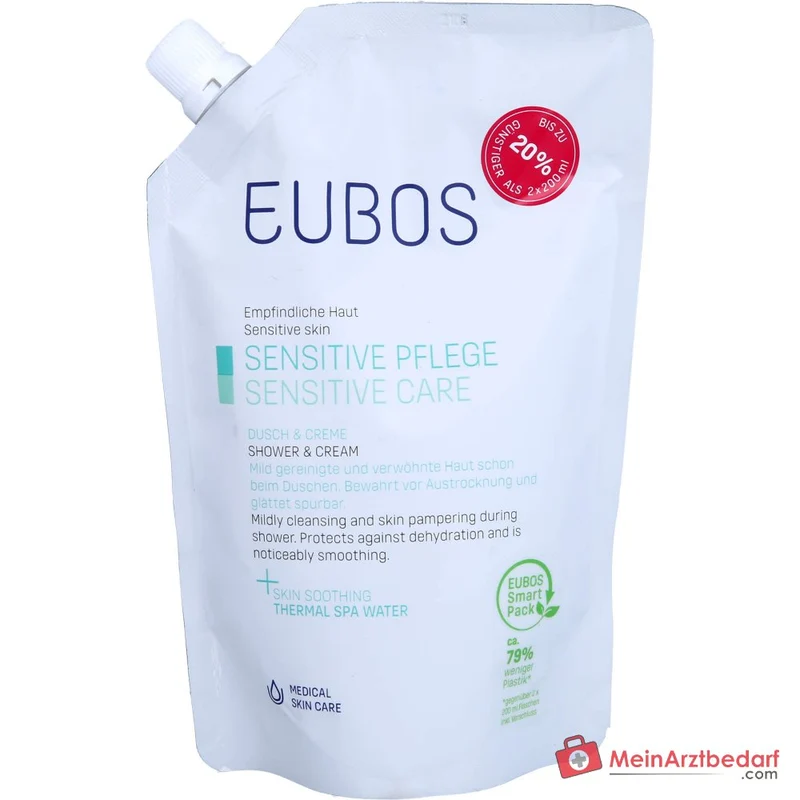 Eubos Sensitive Dusch & Creme Panthenol / Thermalwasser Emulsion Nachfüllbeutel, 400 ml