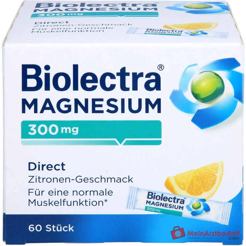 Biolectra Magnesium 300 mg Direct Magnesiumoxid Micro-Pellets Zitrone, 60 Sticks