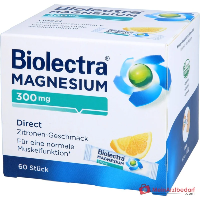 Biolectra Magnesium 300 mg Direct Magnesiumoxid Micro-Pellets Zitrone, 60 Sticks