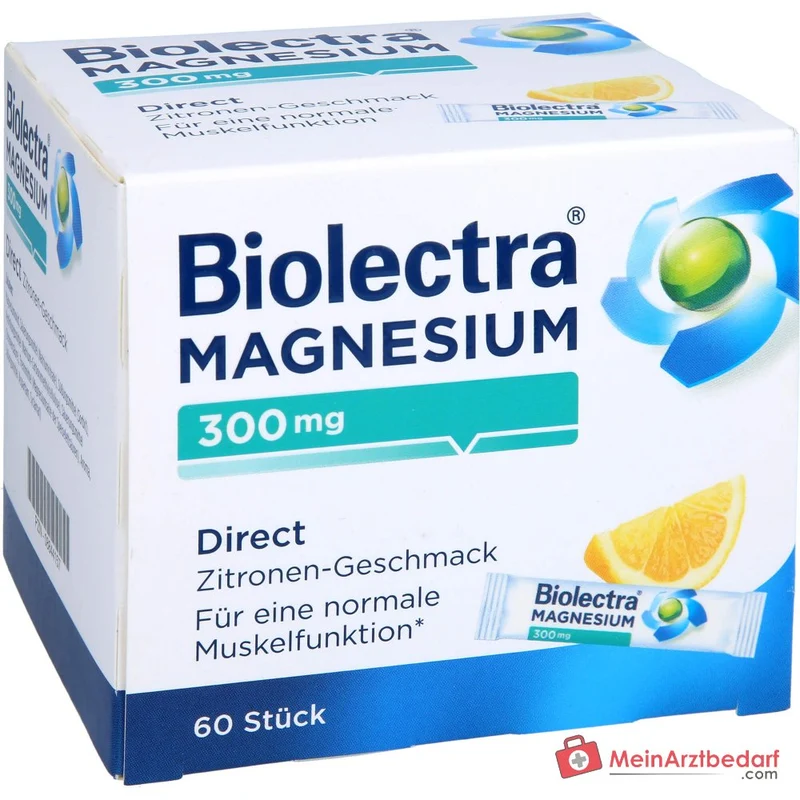 Biolectra Magnesium 300 mg Direct Magnesiumoxid Micro-Pellets Zitrone, 60 Sticks