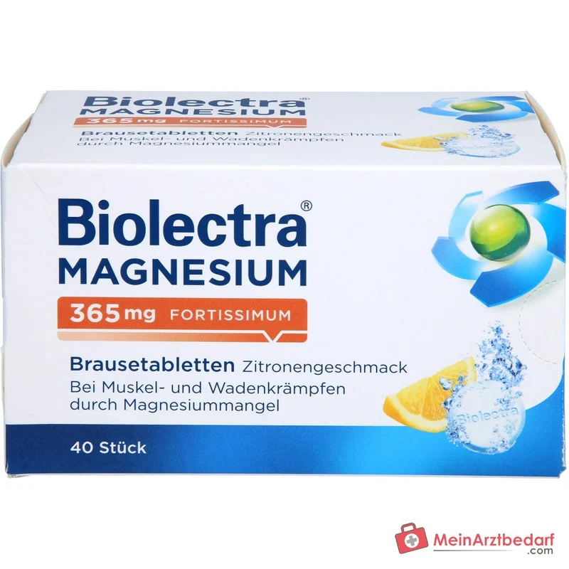 Biolectra Magnesium 365 mg fortissimum Magnesiumcarbonat / Magnesiumoxid Brausetabletten Zitronengeschmack, 40 St.