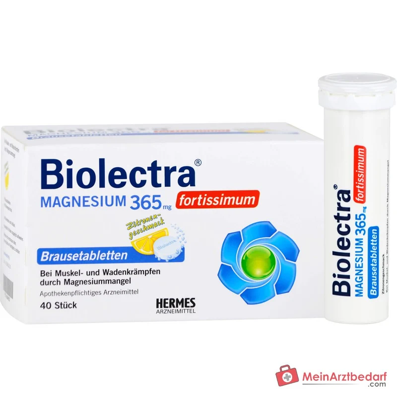 Biolectra Magnesium 365 mg fortissimum Magnesiumcarbonat / Magnesiumoxid Brausetabletten Zitronengeschmack, 40 St.